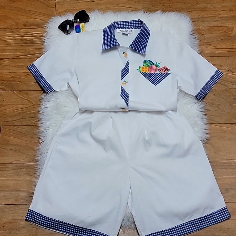 VTG |  NEW | Harbour Vue |2 Piece Picnic Matching Short Set